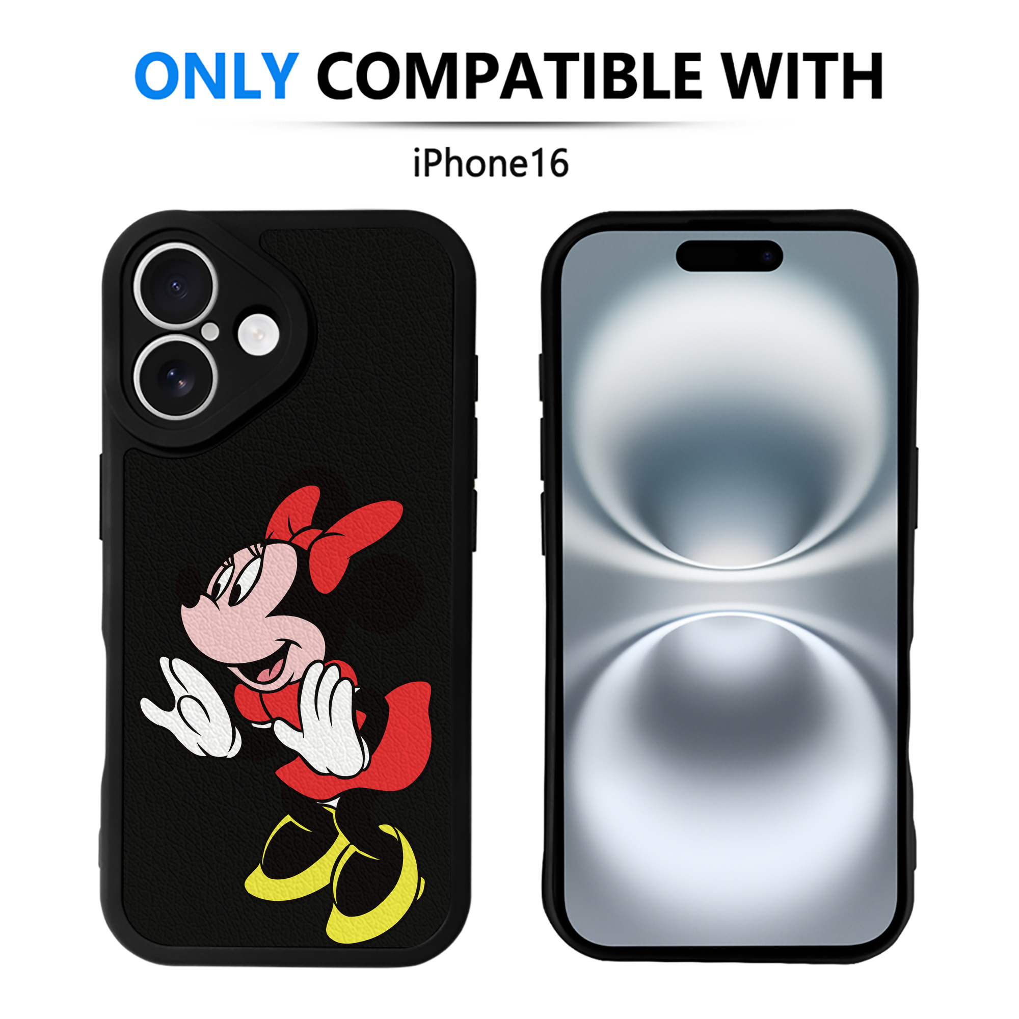 （画像用） ミッキーマウス Mickey Mouse 【iPhone 16シリーズ対応】シリコンスマホケース（レザー調） 材質：シリコン